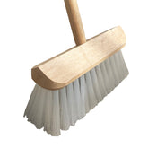 Universal Wooden Gutter Lawn Sweeper Broom Head with Synthetic Bristles and Wooden Handle